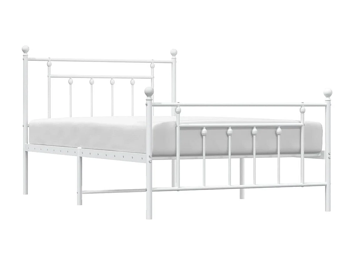 Estrutura de cama com cabeceira e pés 100x200 cm metal branco