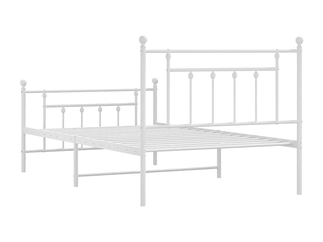 Estrutura de cama com cabeceira e pés 100x200 cm metal branco