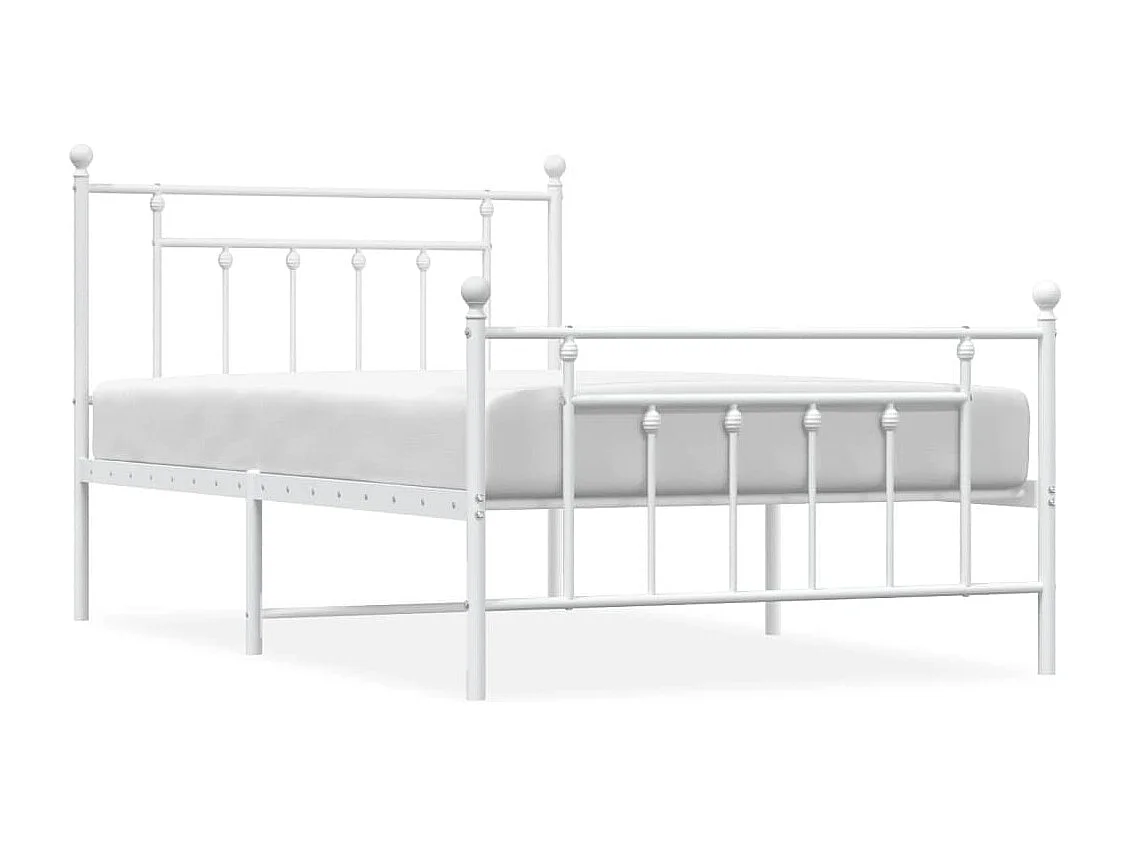 Bedframe met hoofd- en voeteneinde metaal wit 100x200 cm
