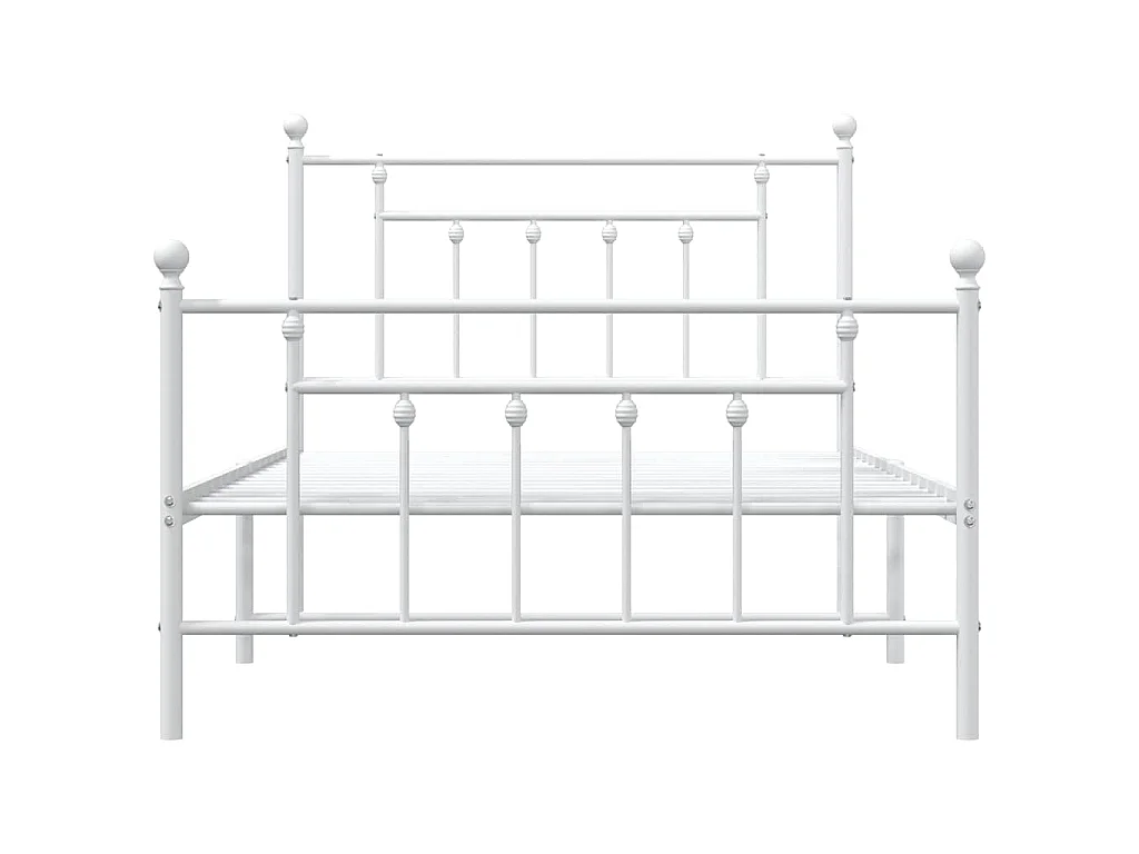 Cadre de lit métal sans matelas et pied de lit blanc 100x200 cm