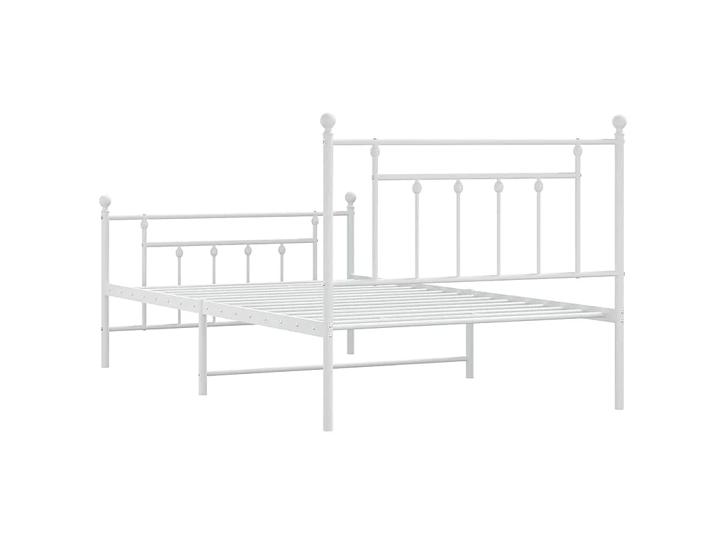 Cadre de lit métal sans matelas et pied de lit blanc 100x200 cm
