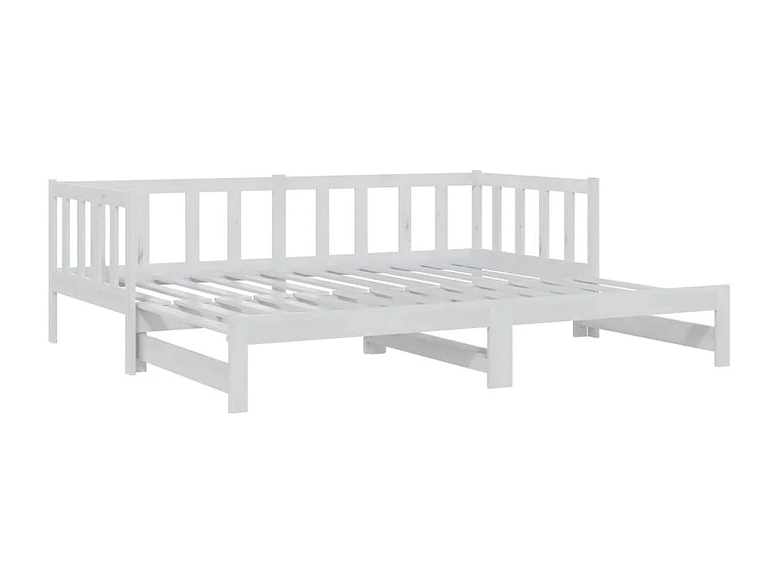 Dormeuse Estraibile Bianca 2x(90x200) cm Legno Massello di Pino