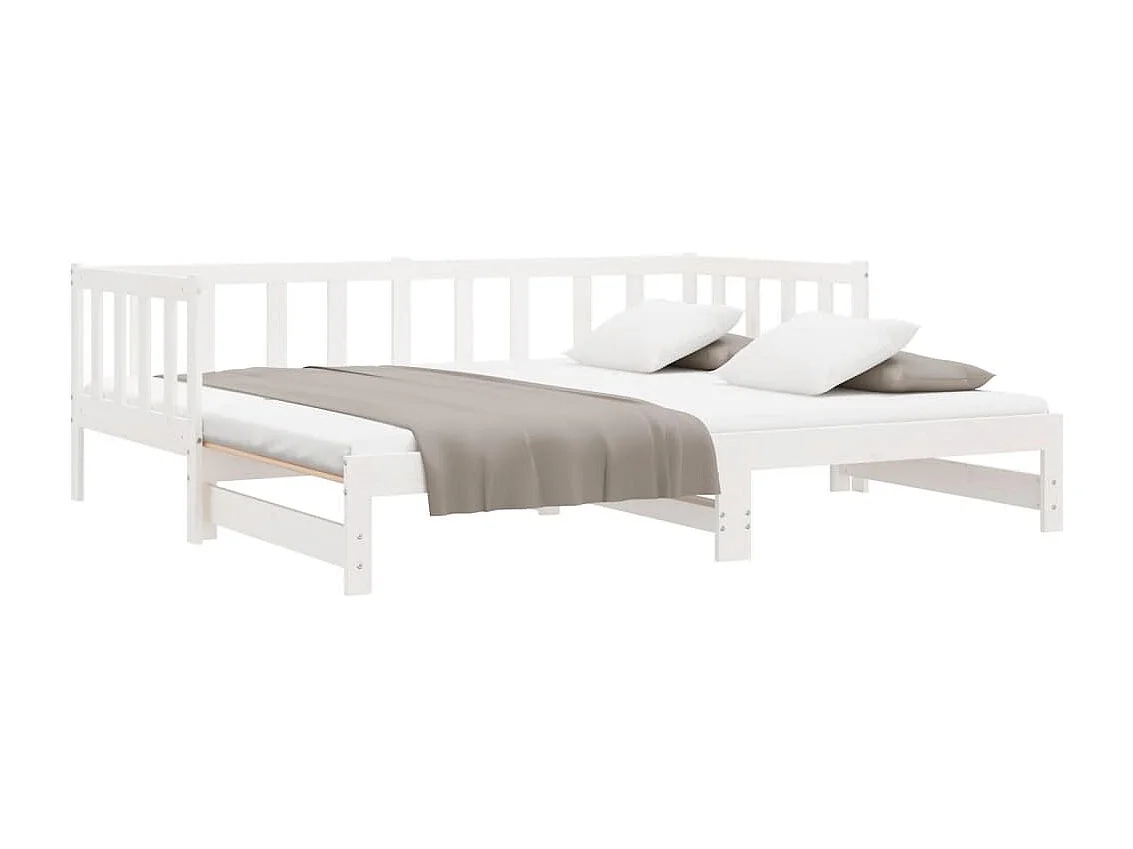 Dormeuse Estraibile Bianca 2x(90x200) cm Legno Massello di Pino