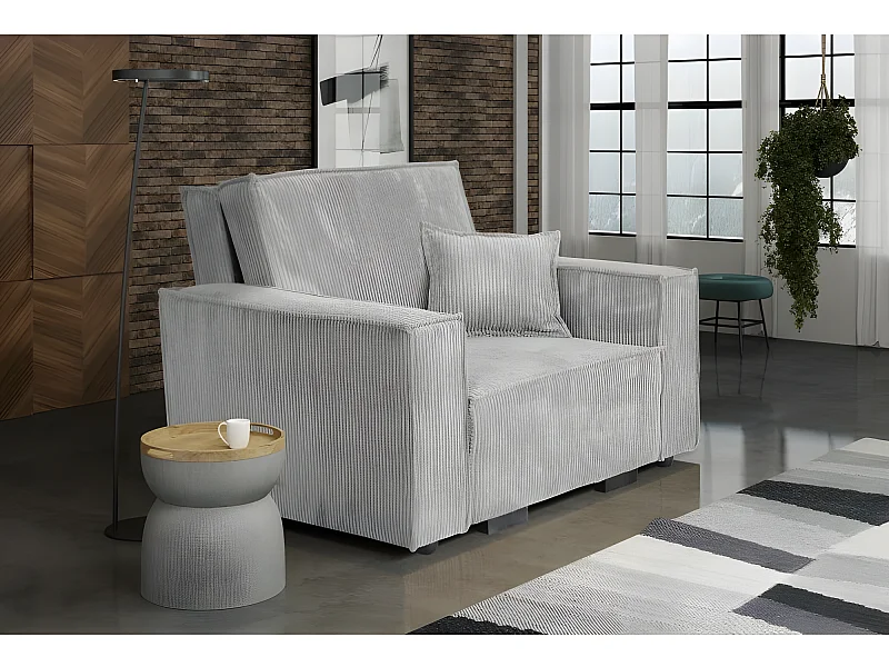 Fauteuil  STARIO en velours côtelé gris