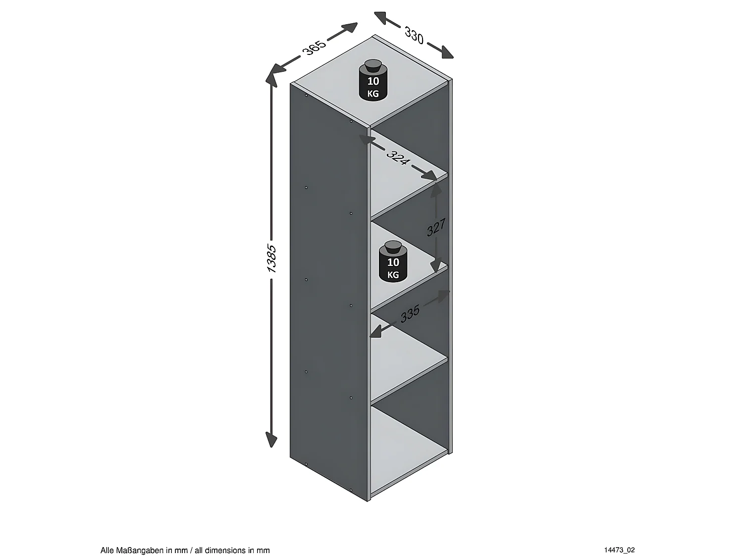 FMD Scaffale Verticale con 4 Ripiani Legno Anticato