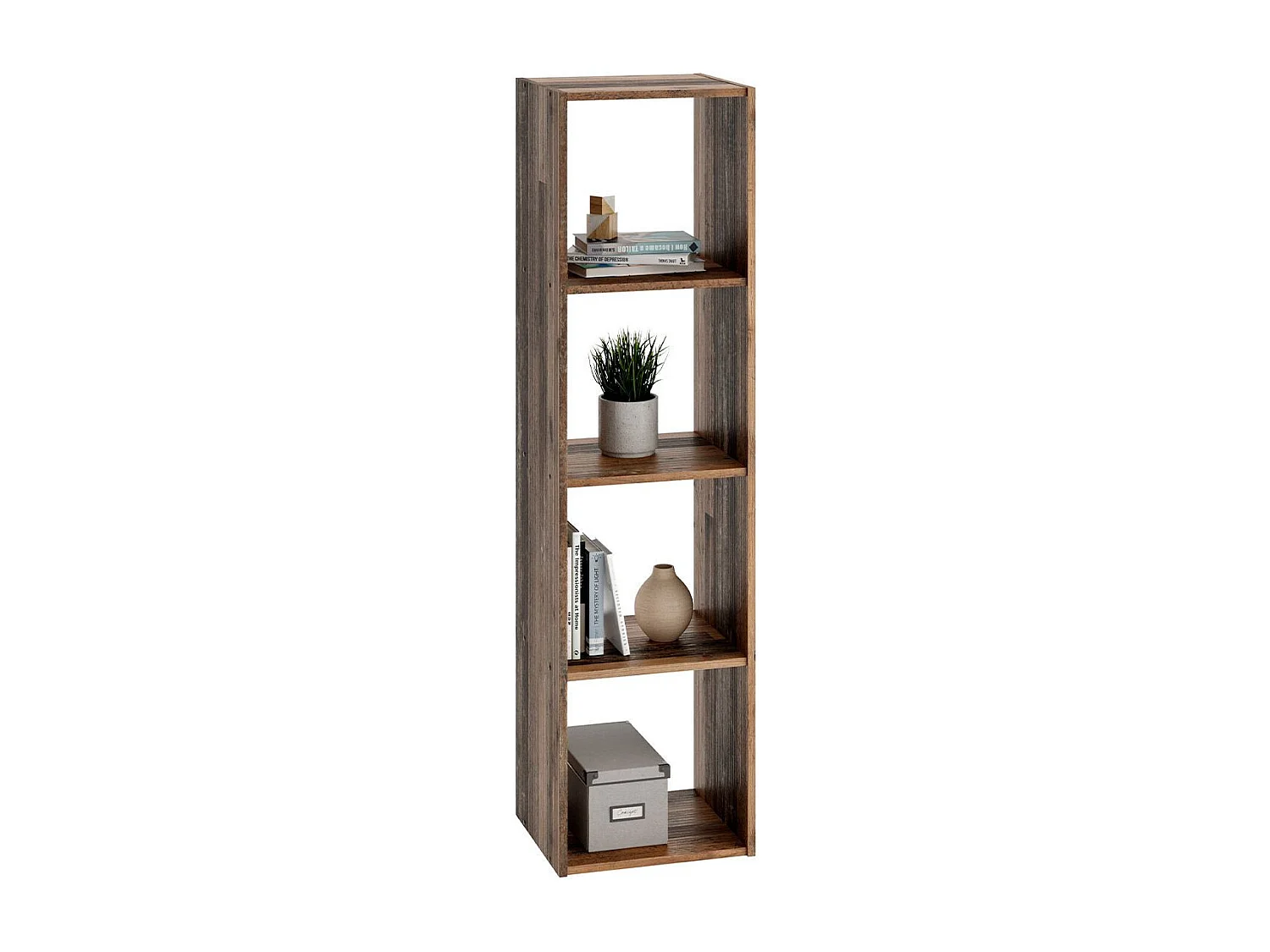 Étagère 4 Niveaux Design "Gaman" 140cm Chêne Foncé