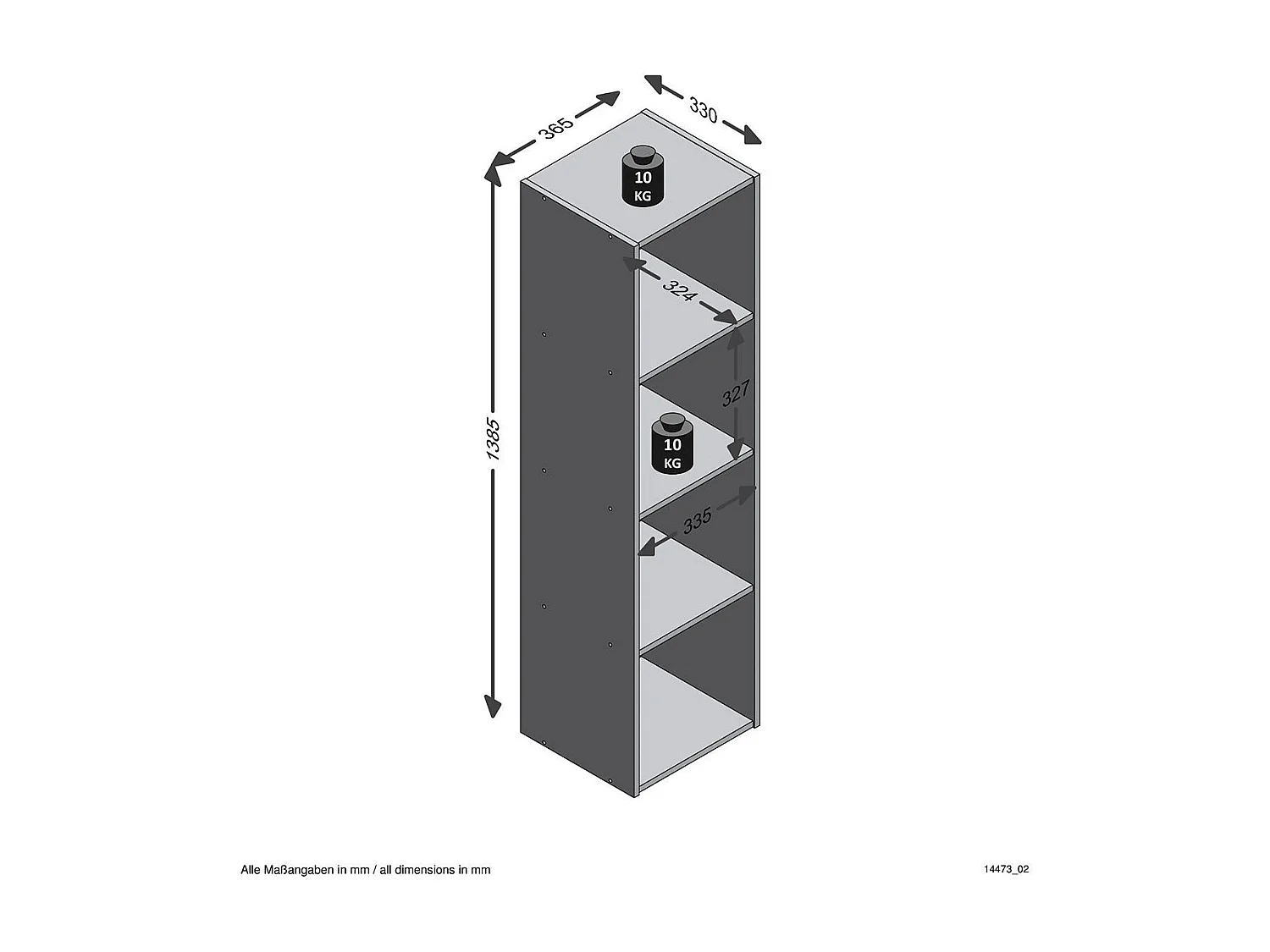 Étagère 4 Niveaux Design "Gaman" 140cm Chêne Foncé