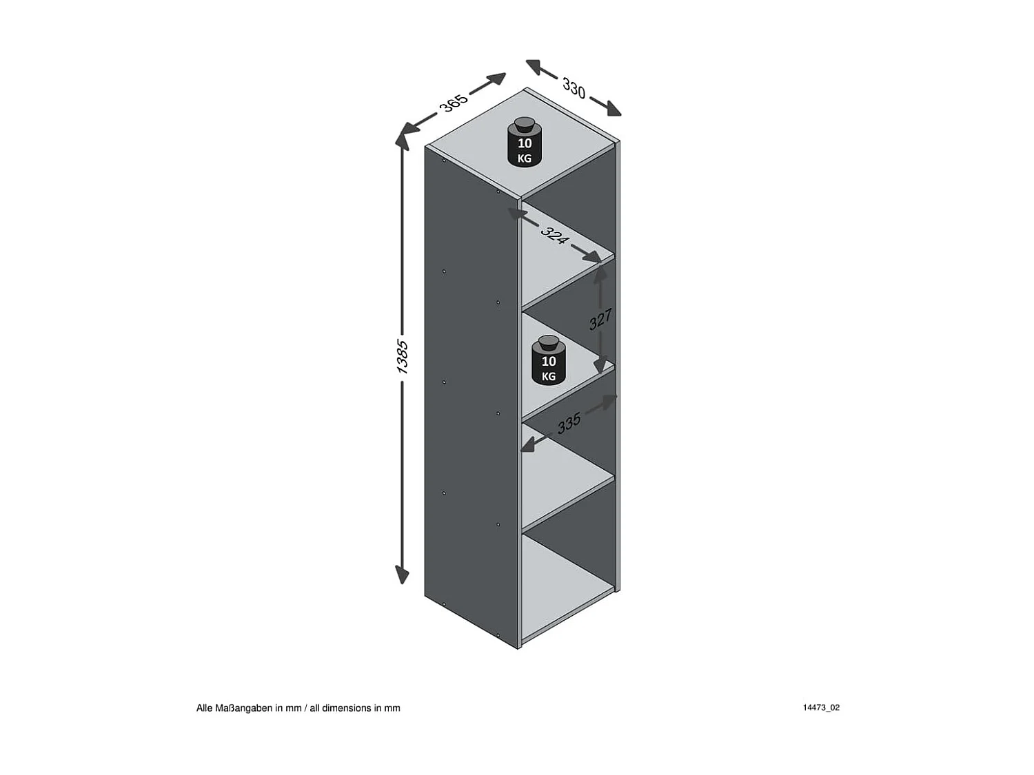 Étagère 4 Niveaux Design "Gaman" 140cm Chêne Foncé