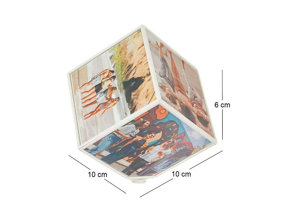 Cadre photo rotatif  6 faces Kube 10 x 10 cm
