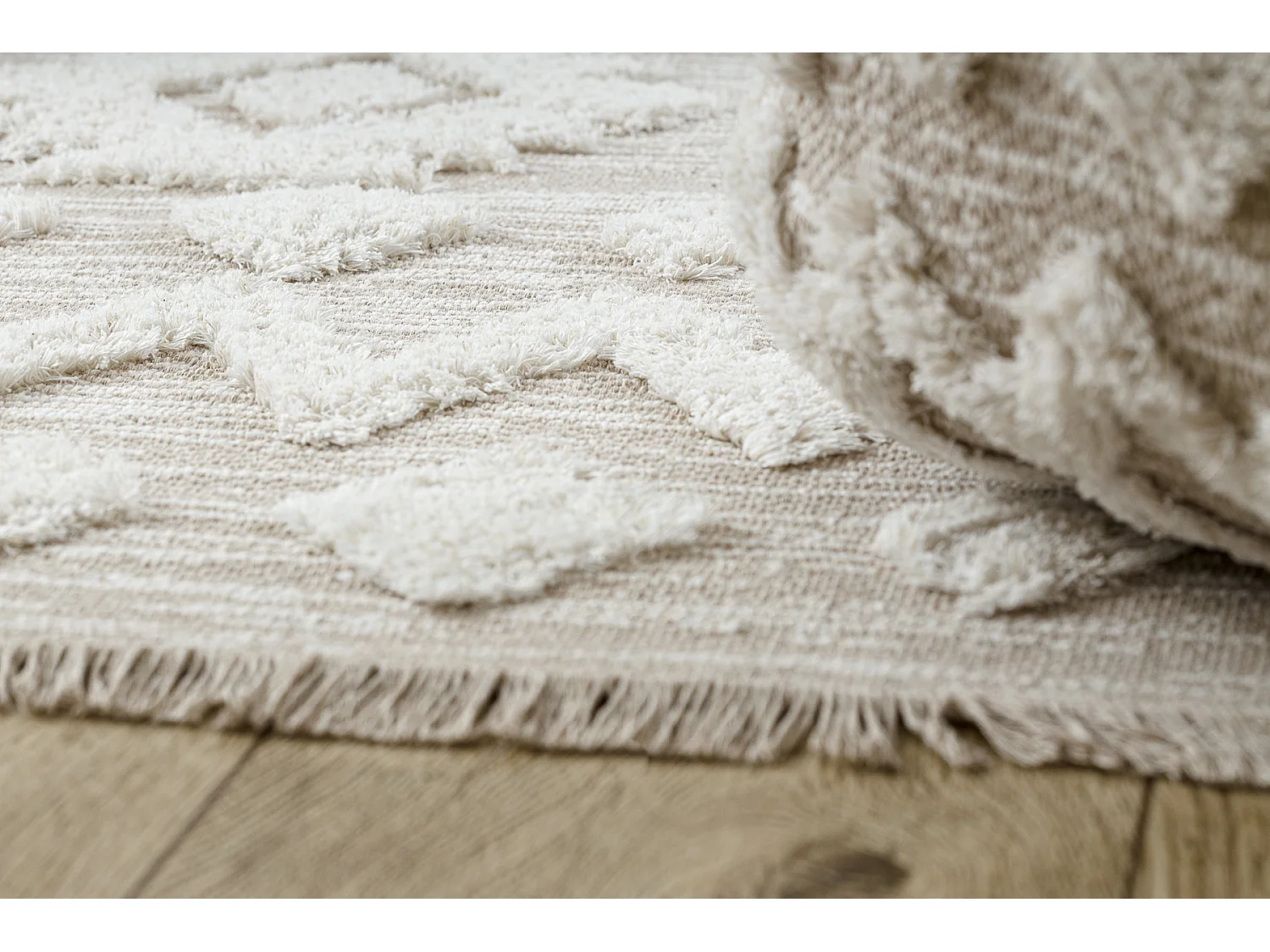 Teppich ÖKO SISAL MOROC 22319 Rauten boho Franse - strukturell beige  136x190 cm