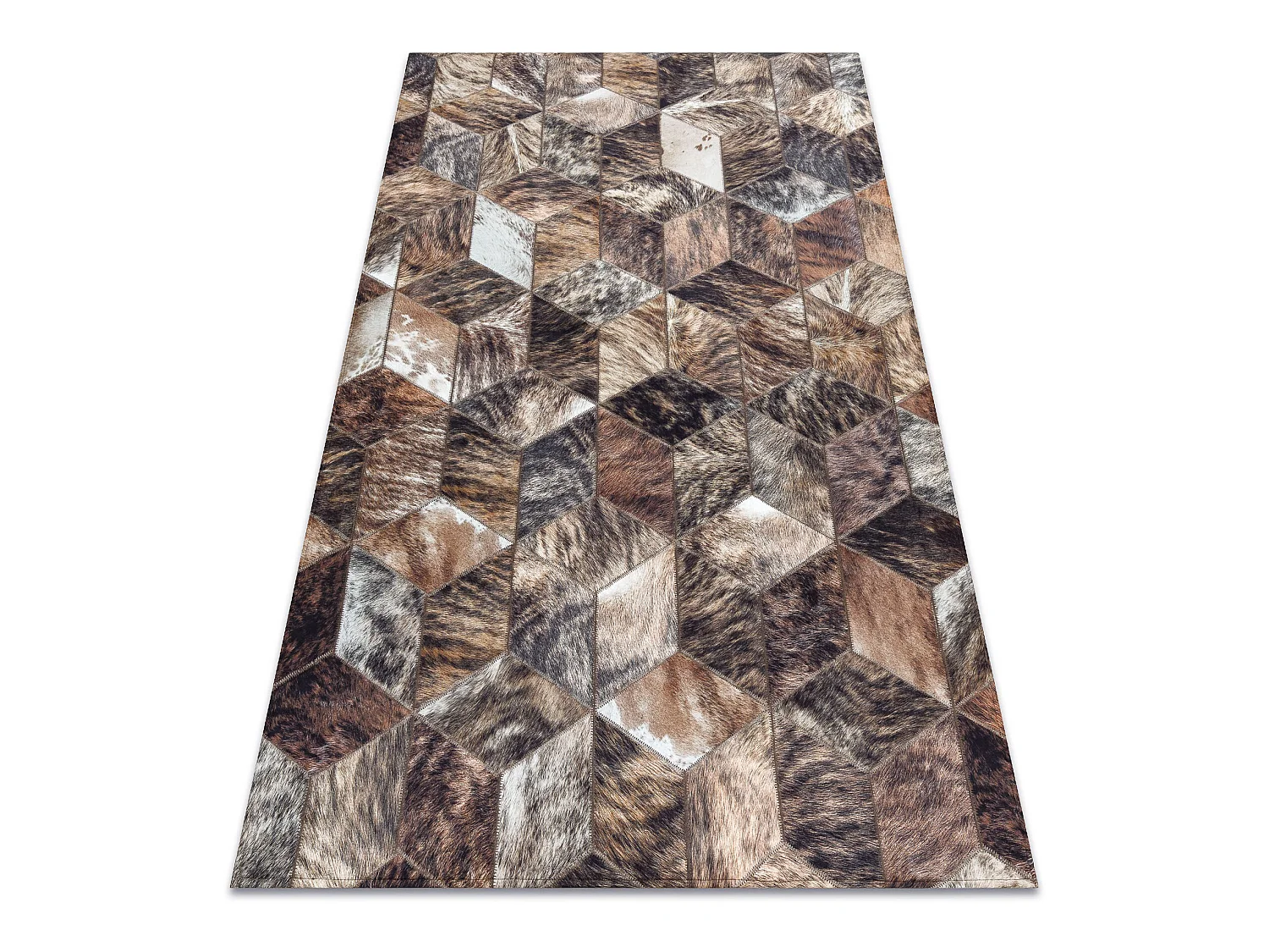 Tapis PATCHWORK 21715 marron - Peau de vache, Diamants 160x230 cm