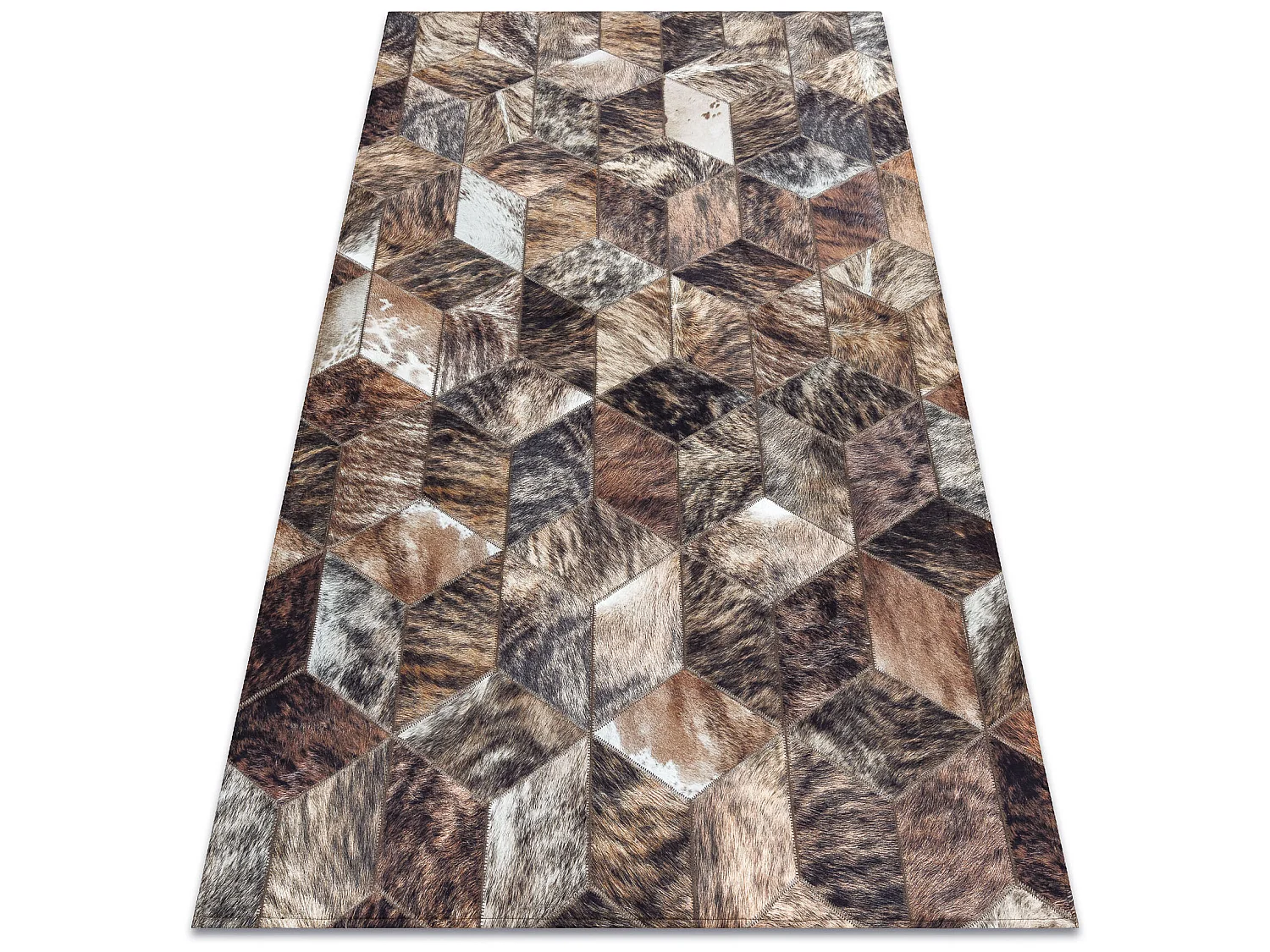 Tapis PATCHWORK 21715 marron - Peau de vache, Diamants 160x230 cm