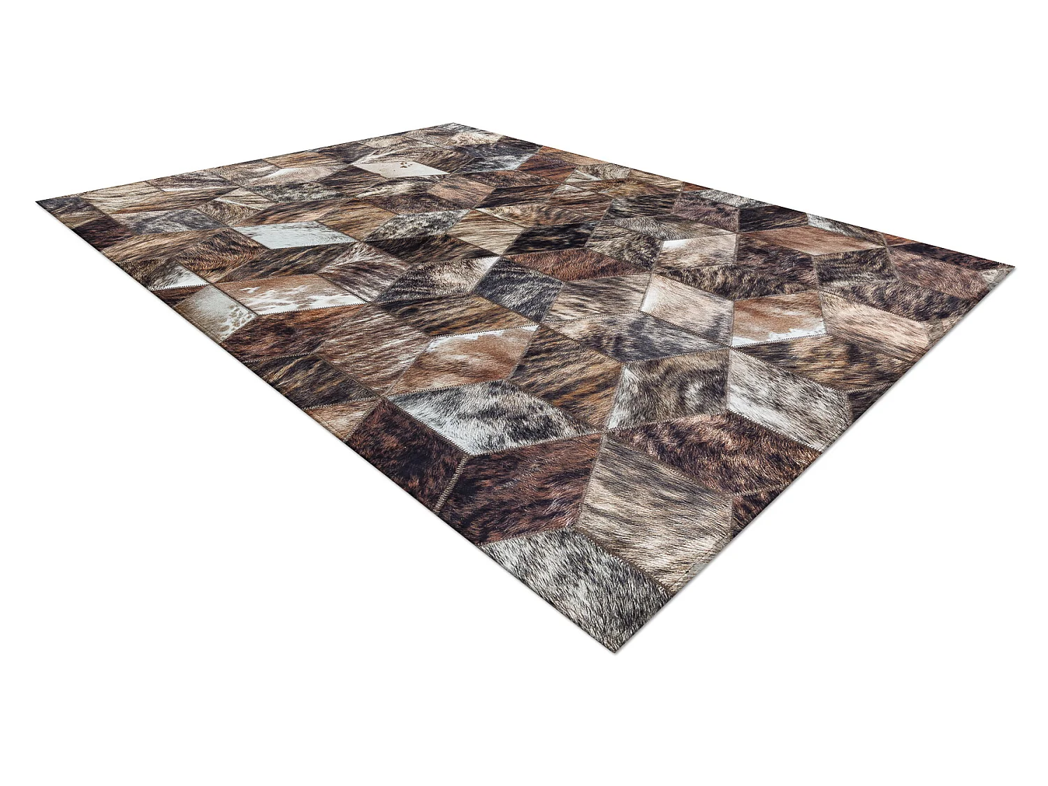 Tapis PATCHWORK 21715 marron - Peau de vache, Diamants 160x230 cm