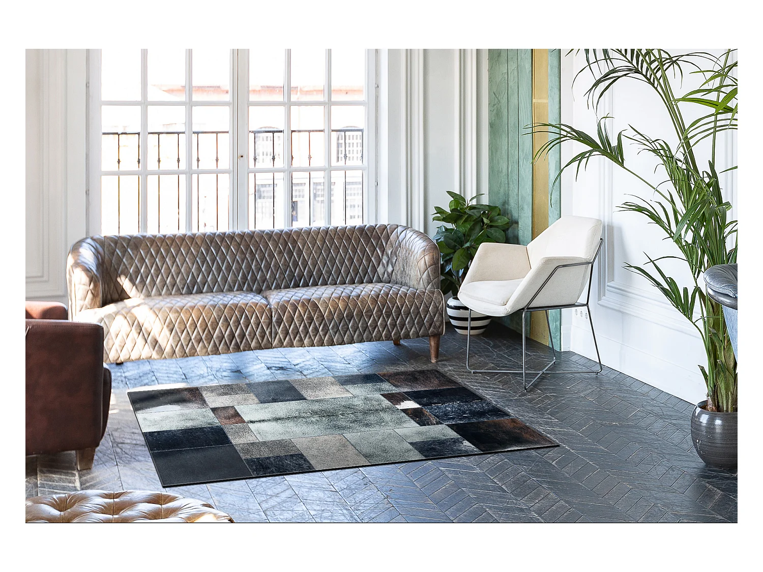 Tapijt PATCHWORK 21719 zwart - Koeienhuid 120x170 cm