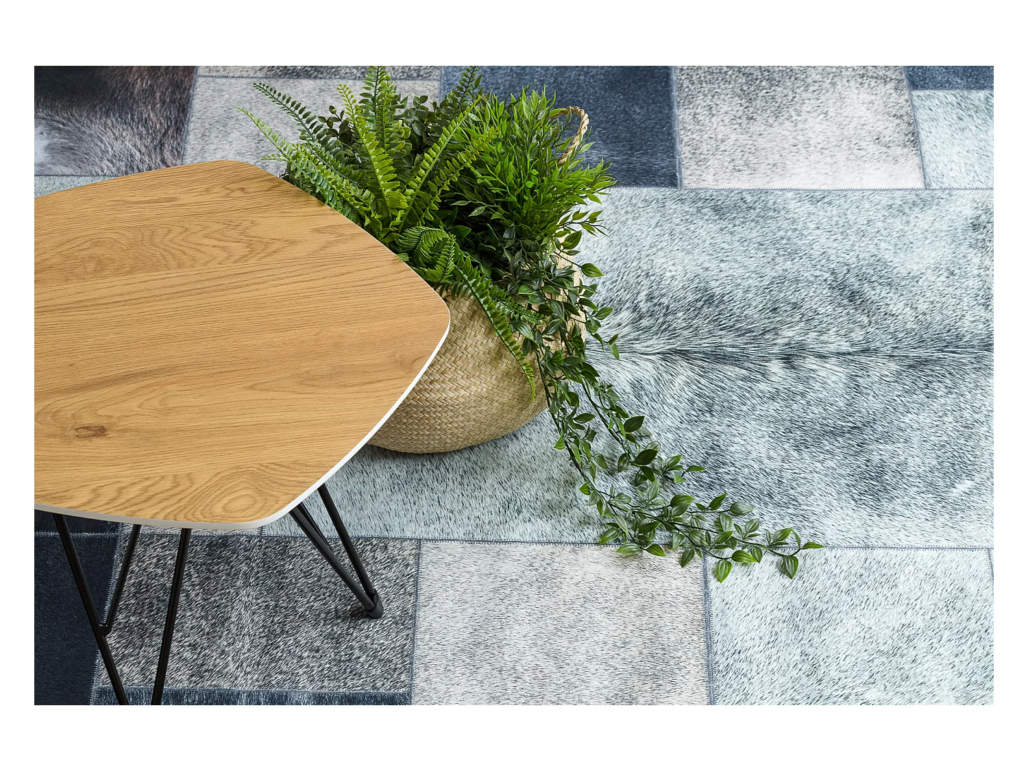 Tapijt PATCHWORK 21719 zwart - Koeienhuid 120x170 cm