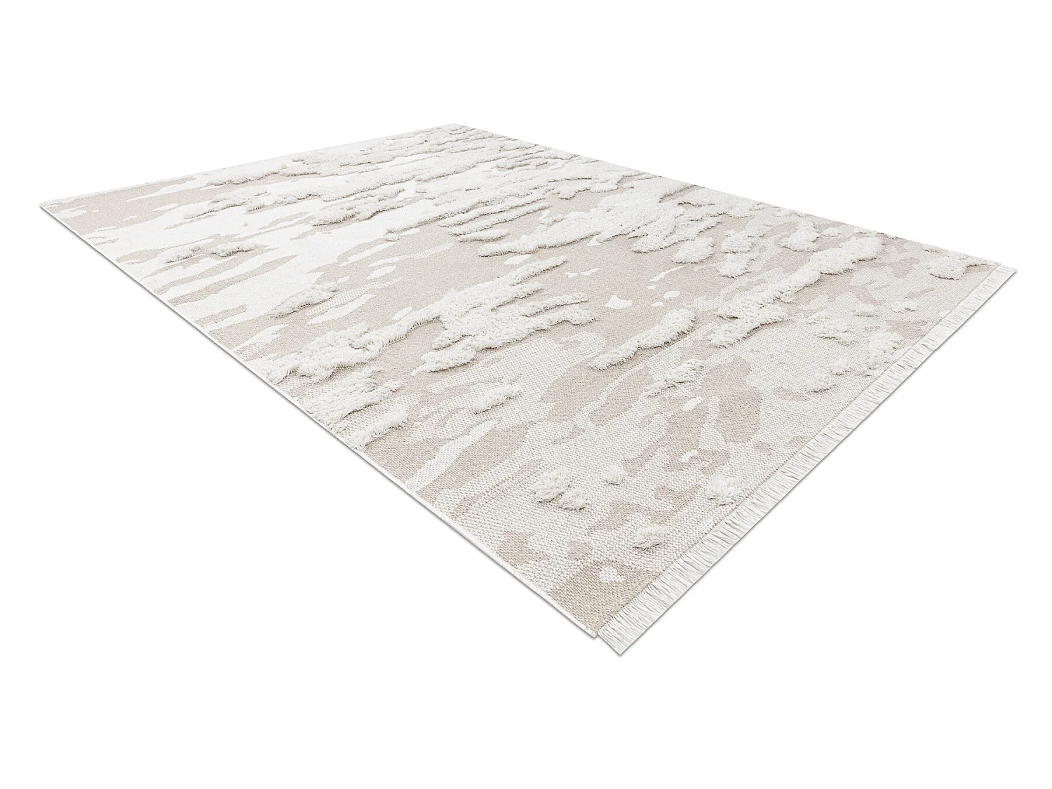 Tapis ECO SIZAL MOROC 22331 Abstraction boho franges - structurel beig 155x220 cm