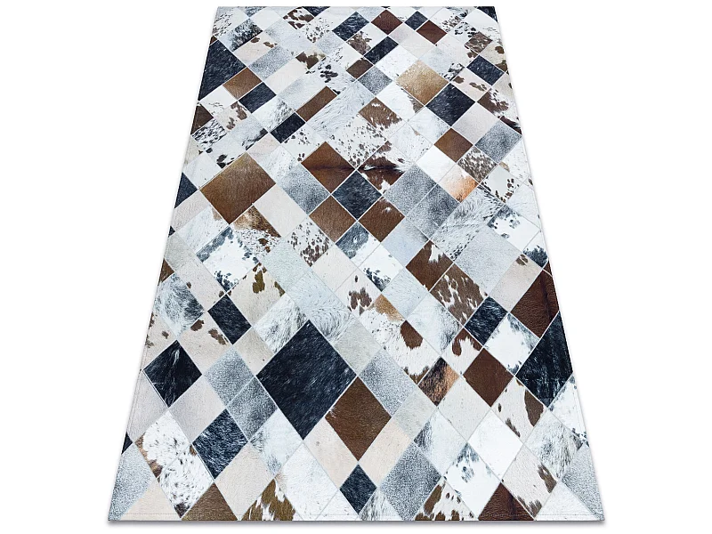 Tapis PATCHWORK 21720 beige / marron - Peau de vache, Diamants 160x230 cm