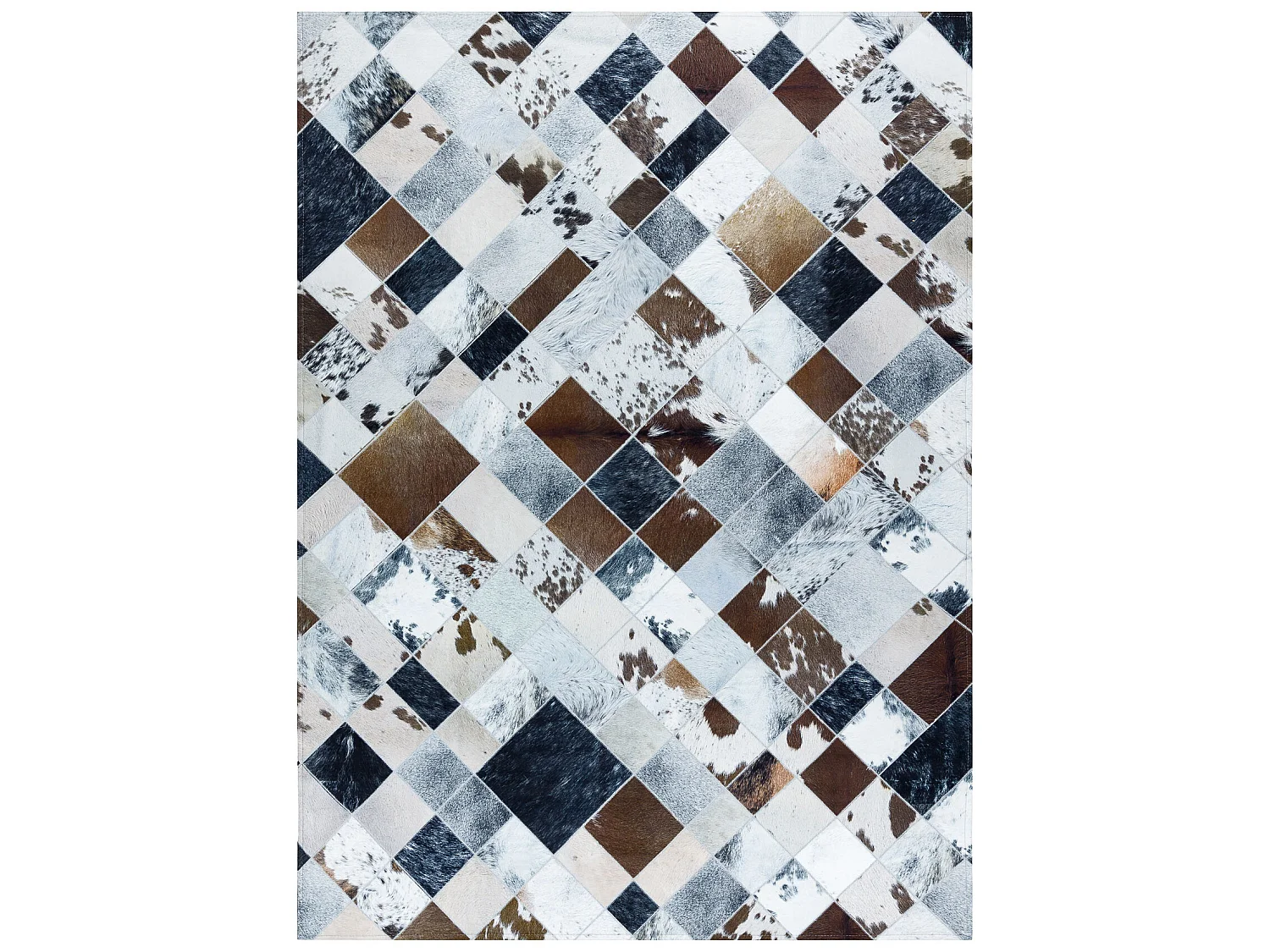 Alfombra PATCHWORK 21720 beige / marrón - Piel de vacuno, Diamantes 160x230 cm