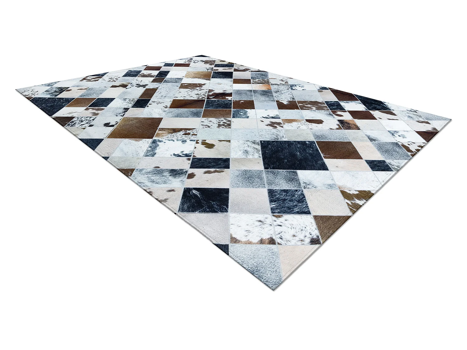 Alfombra PATCHWORK 21720 beige / marrón - Piel de vacuno, Diamantes 160x230 cm