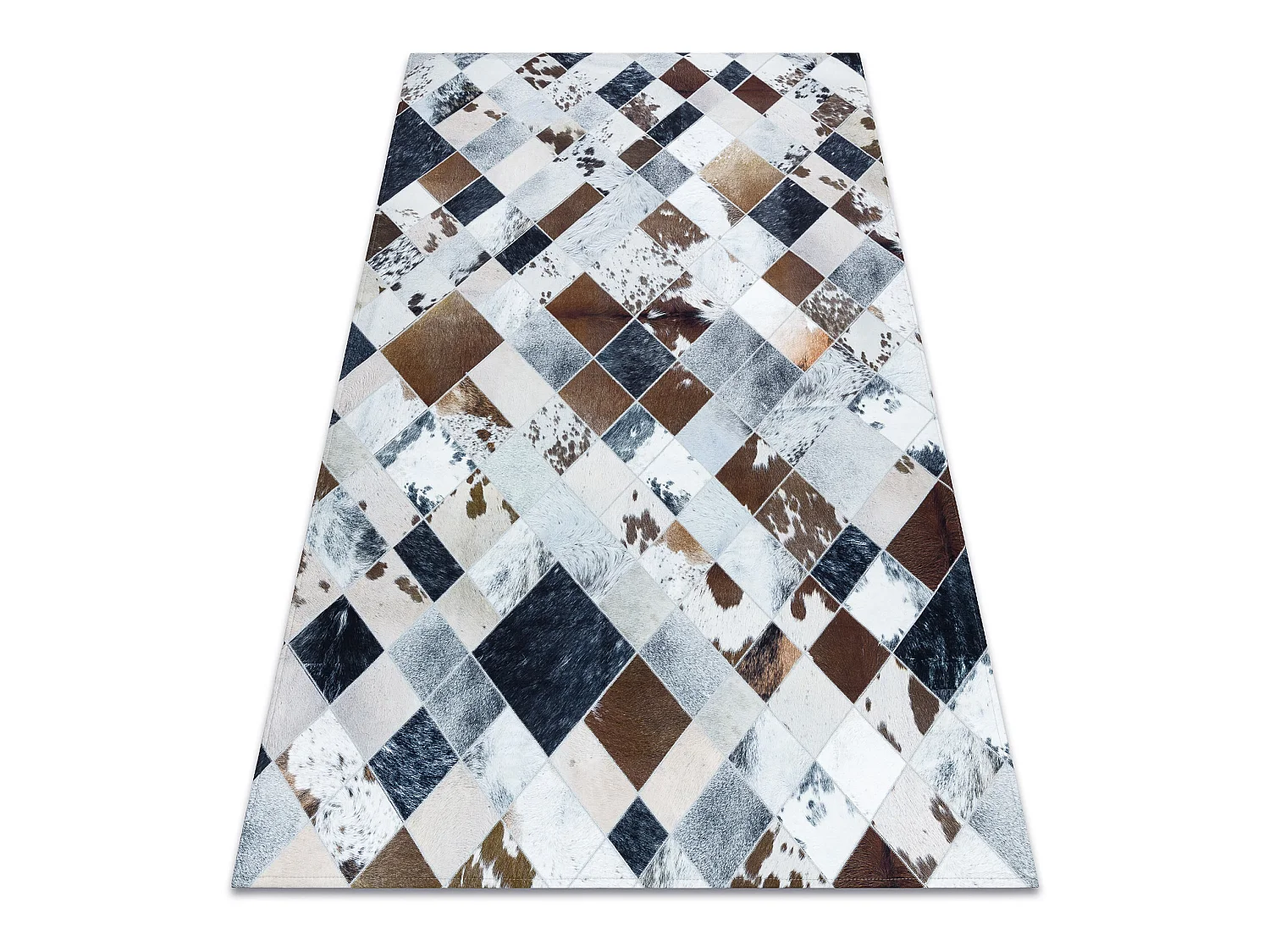 Teppich PATCHWORK 21720 beige / braun - Rindsleder, Diamanten 160x230 cm