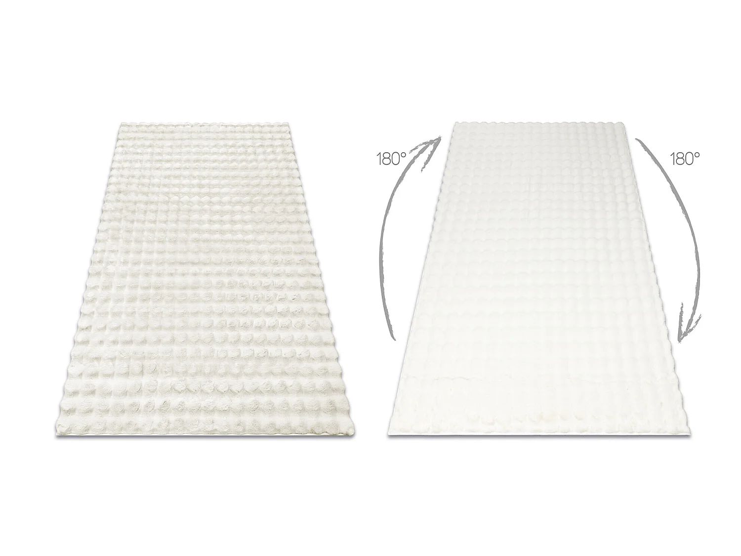 Tapis BUBBLE blancs 11 IMITATION DE FOURRURE DE LAPIN 3D structurel 60x100 cm