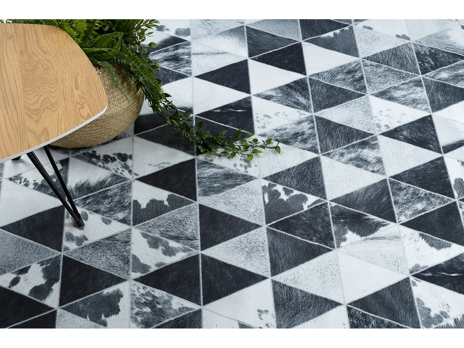 Tapis PATCHWORK 21722 gris - Peau de vache, Triangles 120x170 cm