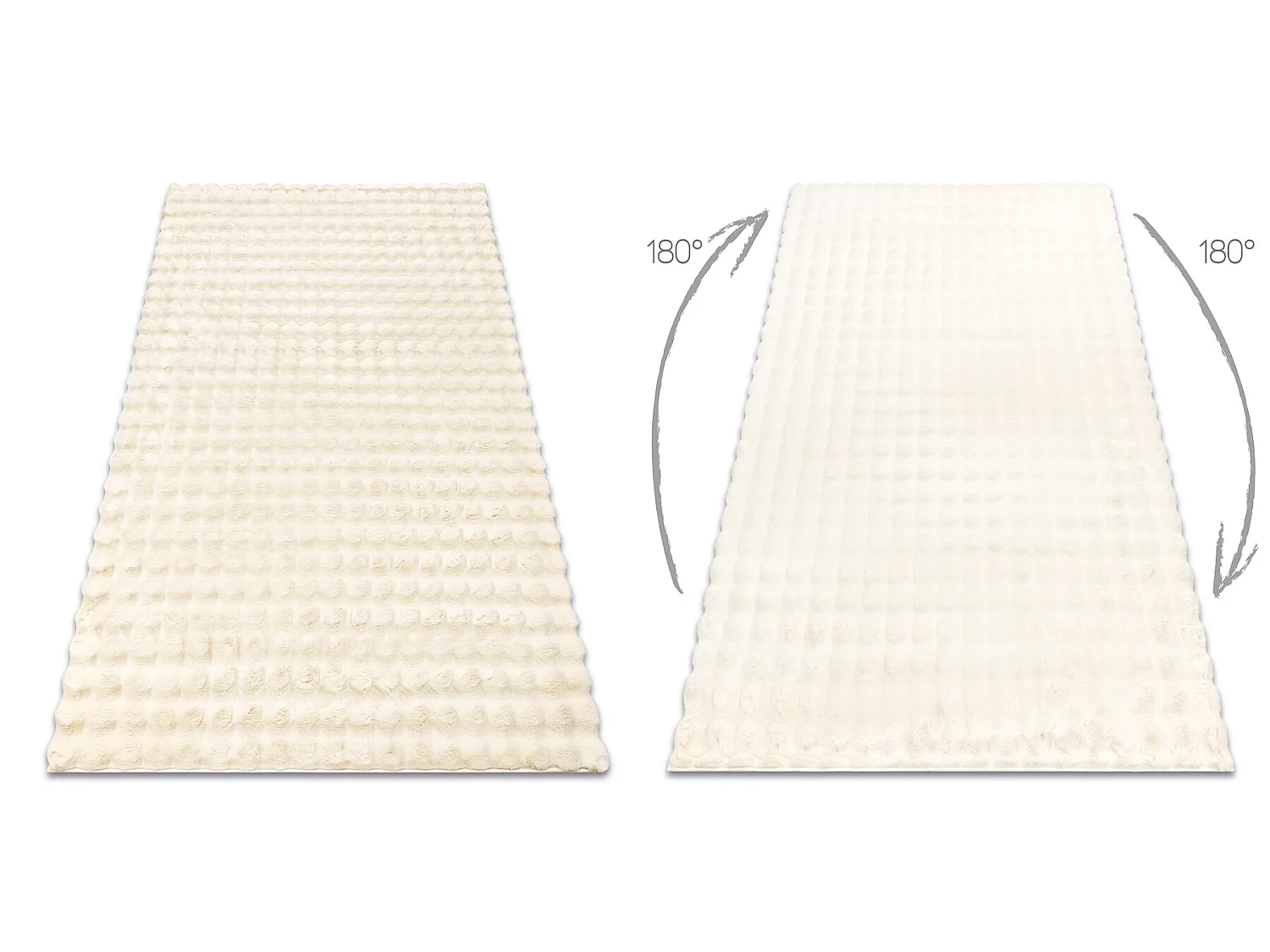 Tapis BUBBLE ivoire 12 IMITATION DE FOURRURE DE LAPIN 3D structurel 120x170 cm