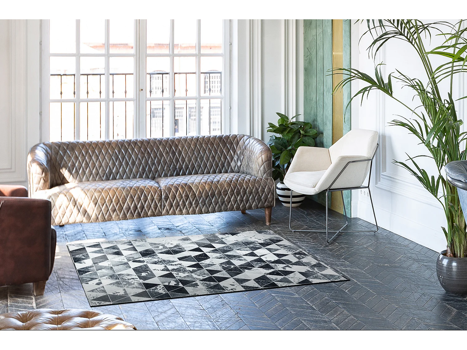 Tapis PATCHWORK 21722 gris - Peau de vache, Triangles 160x230 cm