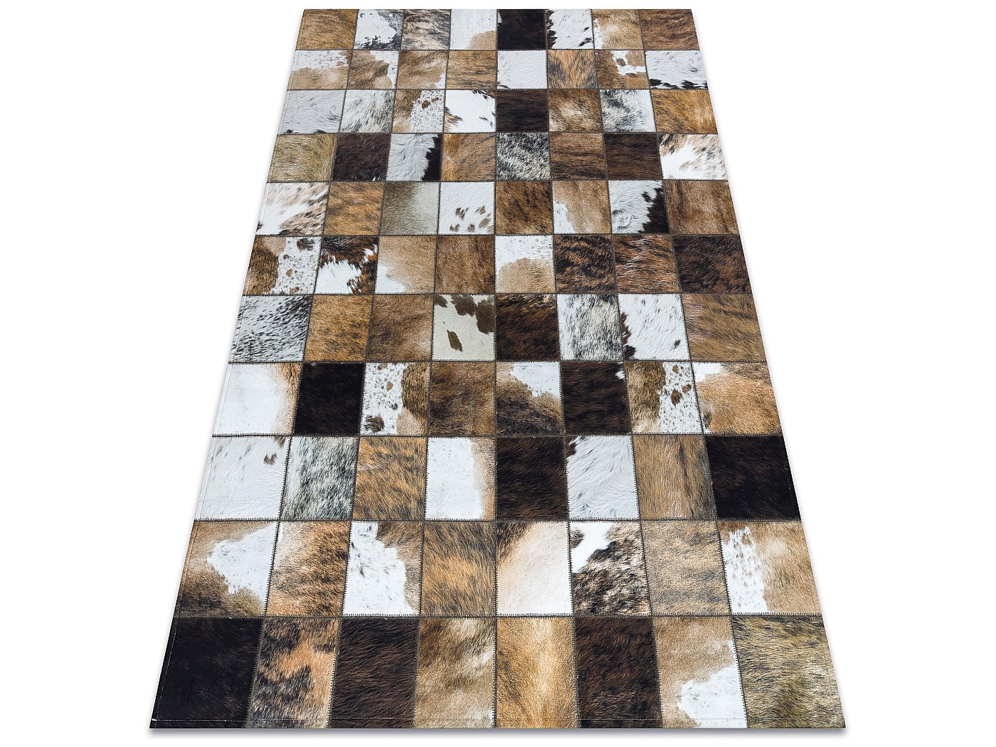 Tapis PATCHWORK 21718 marron - Peau de vache, cadre 160x230 cm