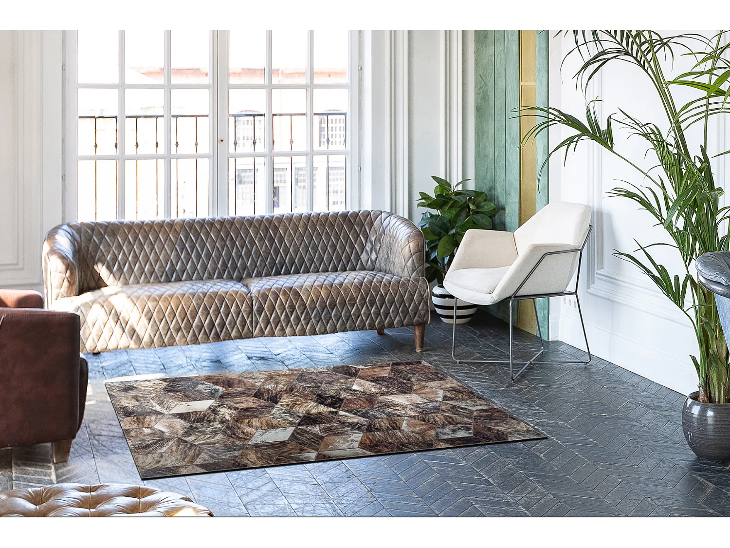 Tapis PATCHWORK 21715 marron - Peau de vache, Diamants 120x170 cm