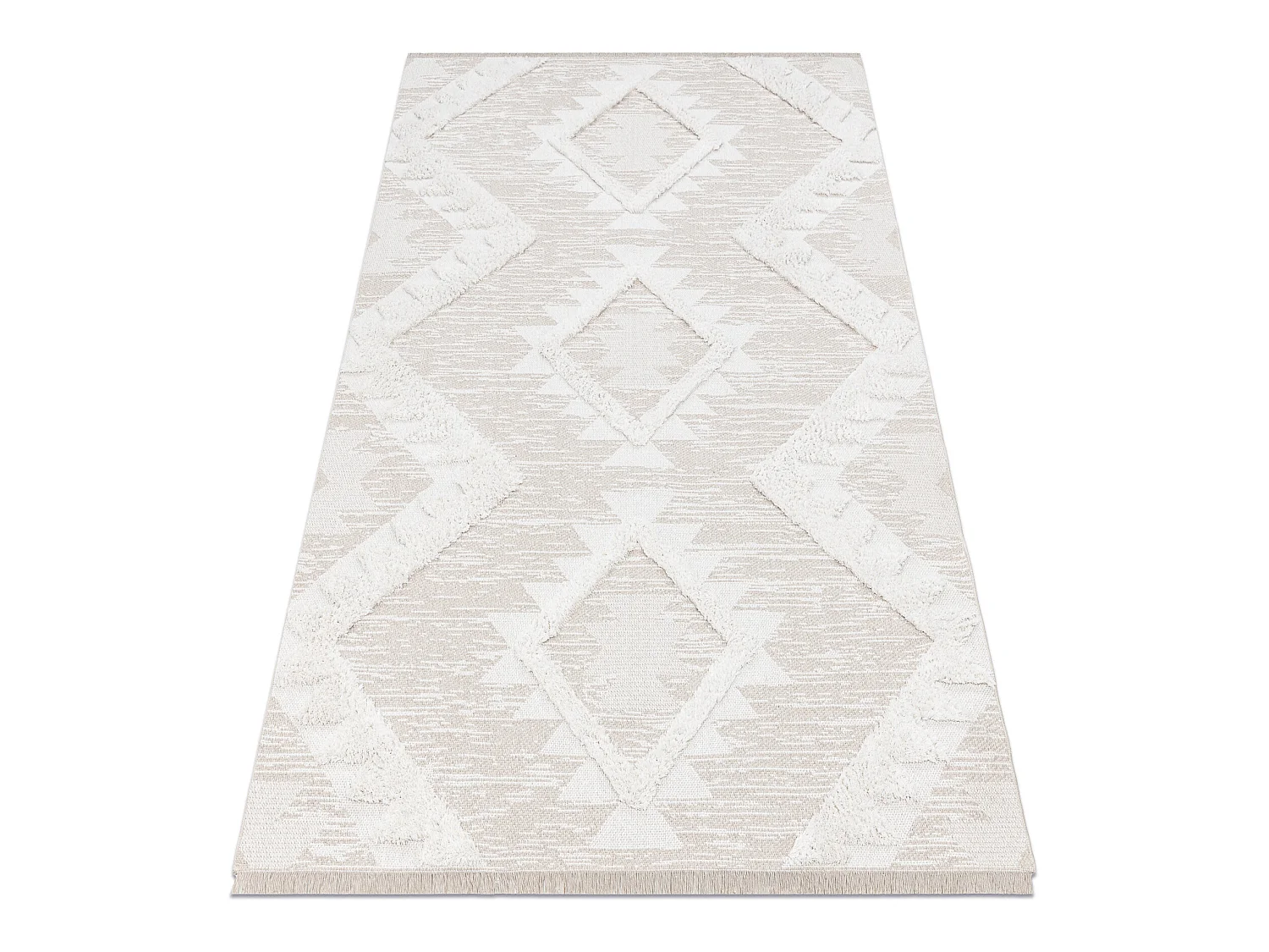 Tapis ECO SIZAL BOHO MOROC Diamants 22312 franges - structurel beige / 175x270 cm