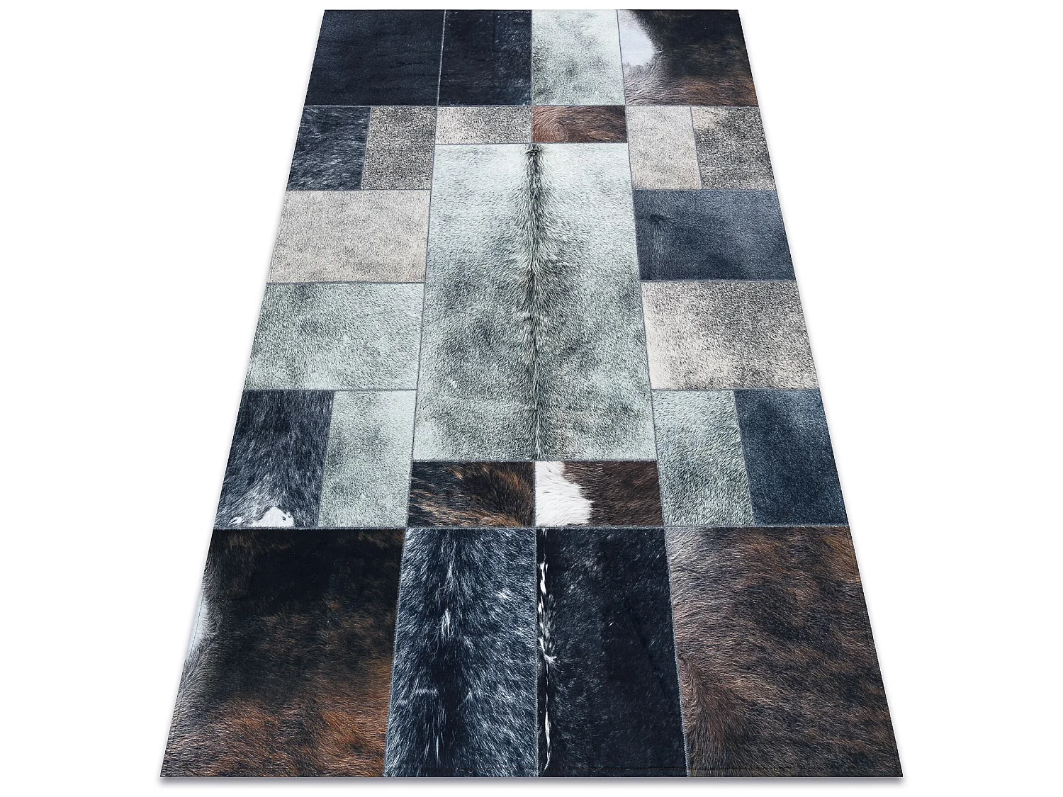 Tapijt PATCHWORK 21719 zwart - Koeienhuid 160x230 cm