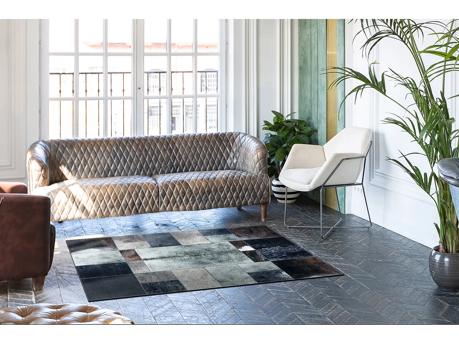 Tapijt PATCHWORK 21719 zwart - Koeienhuid 160x230 cm