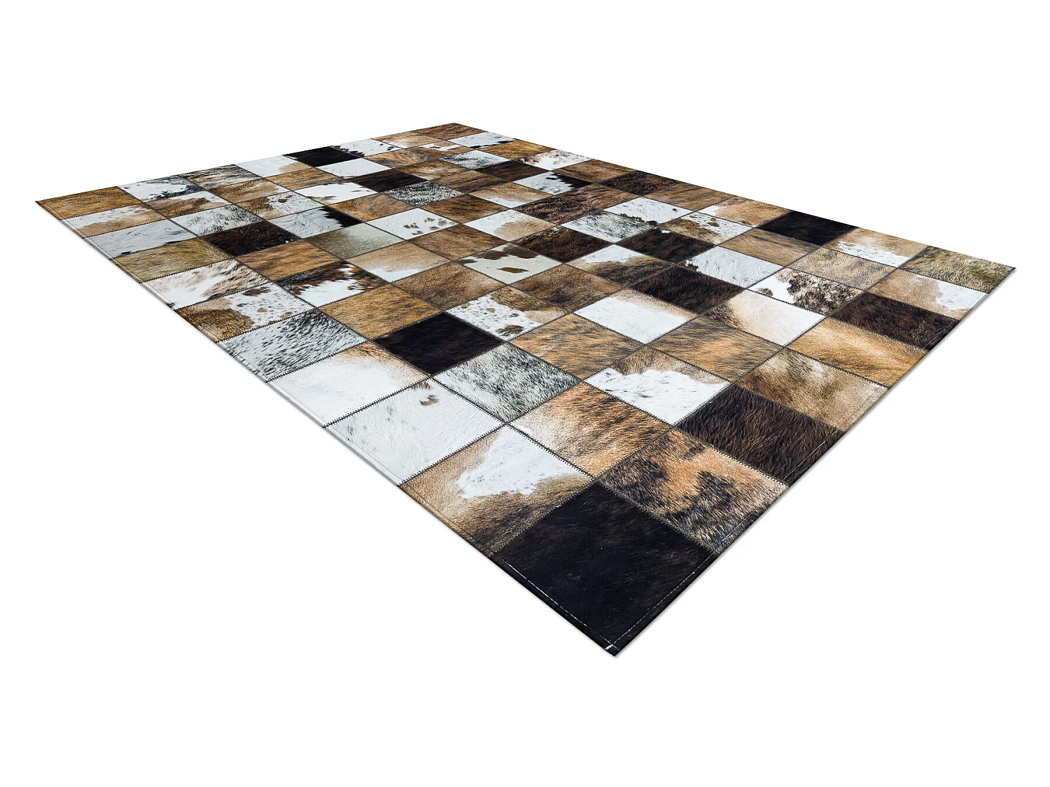 Tapis PATCHWORK 21718 marron - Peau de vache, cadre  120x170 cm