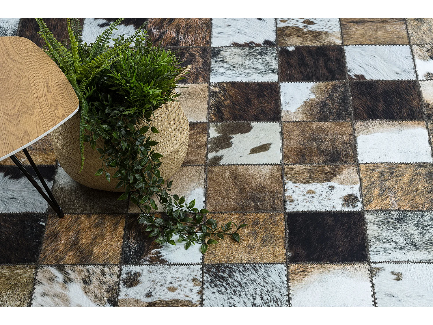 Tapis PATCHWORK 21718 marron - Peau de vache, cadre  120x170 cm