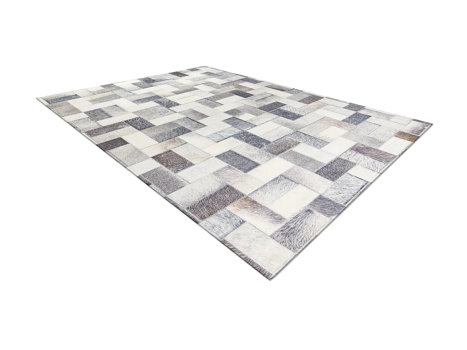 Tapis PATCHWORK 21723 gris - Peau de vache, planches 120x170 cm