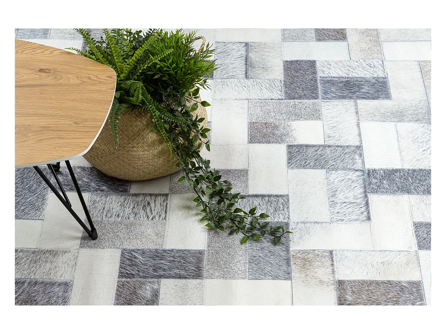 Tapis PATCHWORK 21723 gris - Peau de vache, planches 120x170 cm