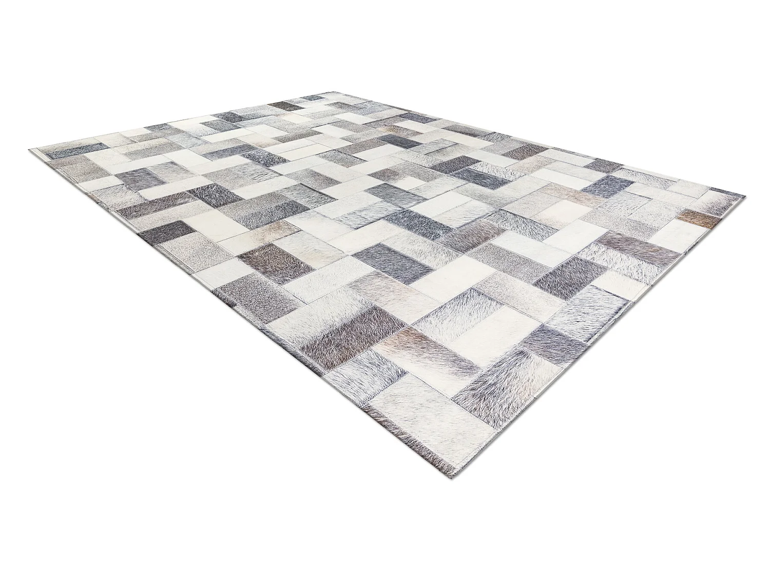 Dywan PATCHWORK 21723 szary - Skóra bydlęca, Deski  160x230 cm