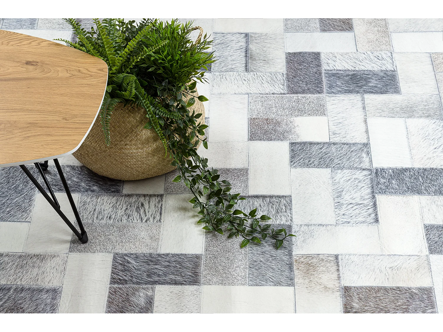 Tapijt PATCHWORK 21723 grijs - Koeienhuid, planken 160x230 cm