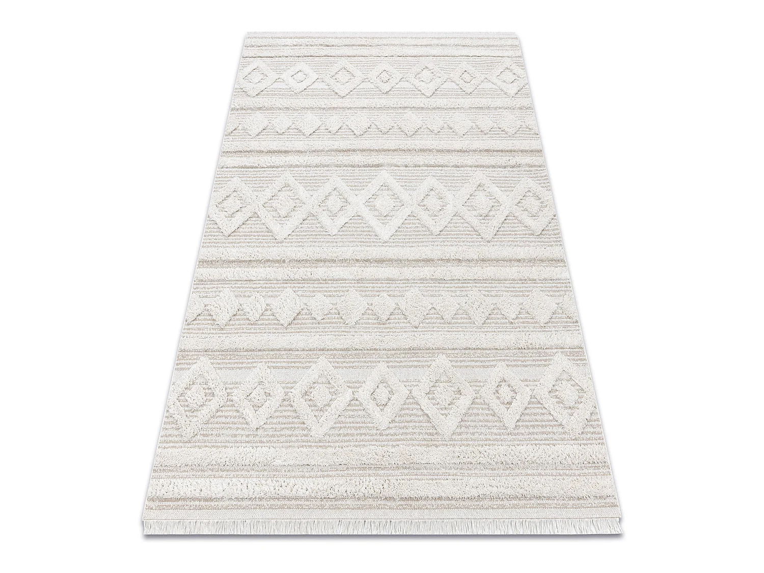 Tapis ECO SIZAL MOROC 22322 losangos, lignes, boho franges - structure 136x190 cm