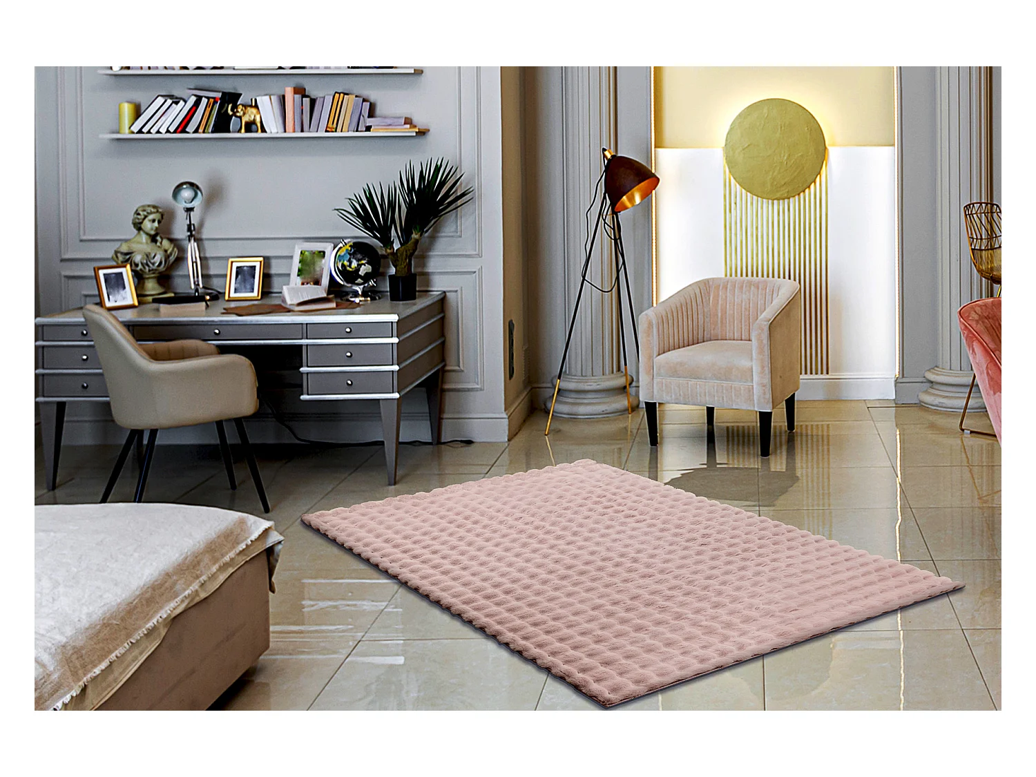 Tapis BUBBLE poudré 45 IMITATION DE FOURRURE DE LAPIN 3D structurel 140x190 cm