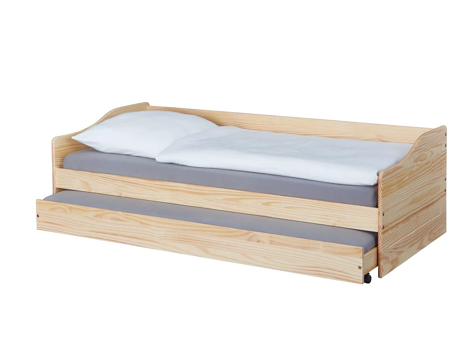 Leonie23 Bett 90x200cm mit 1 ausziehbares Bett natur.