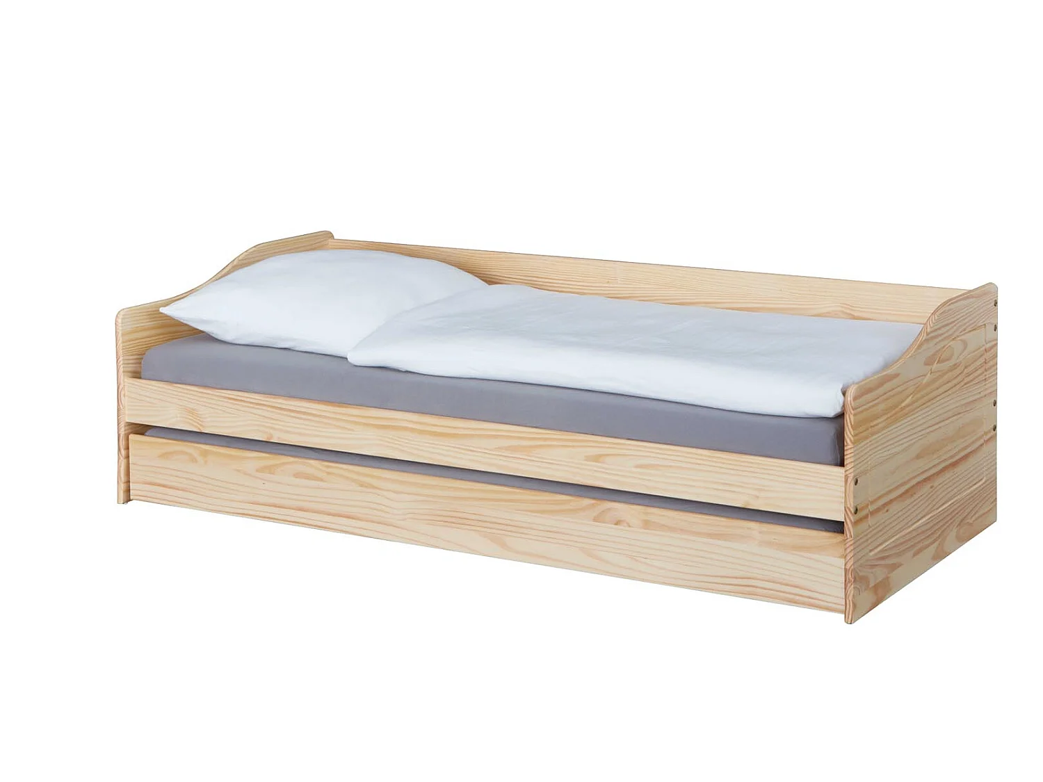 Leonie23 Bett 90x200cm mit 1 ausziehbares Bett natur.