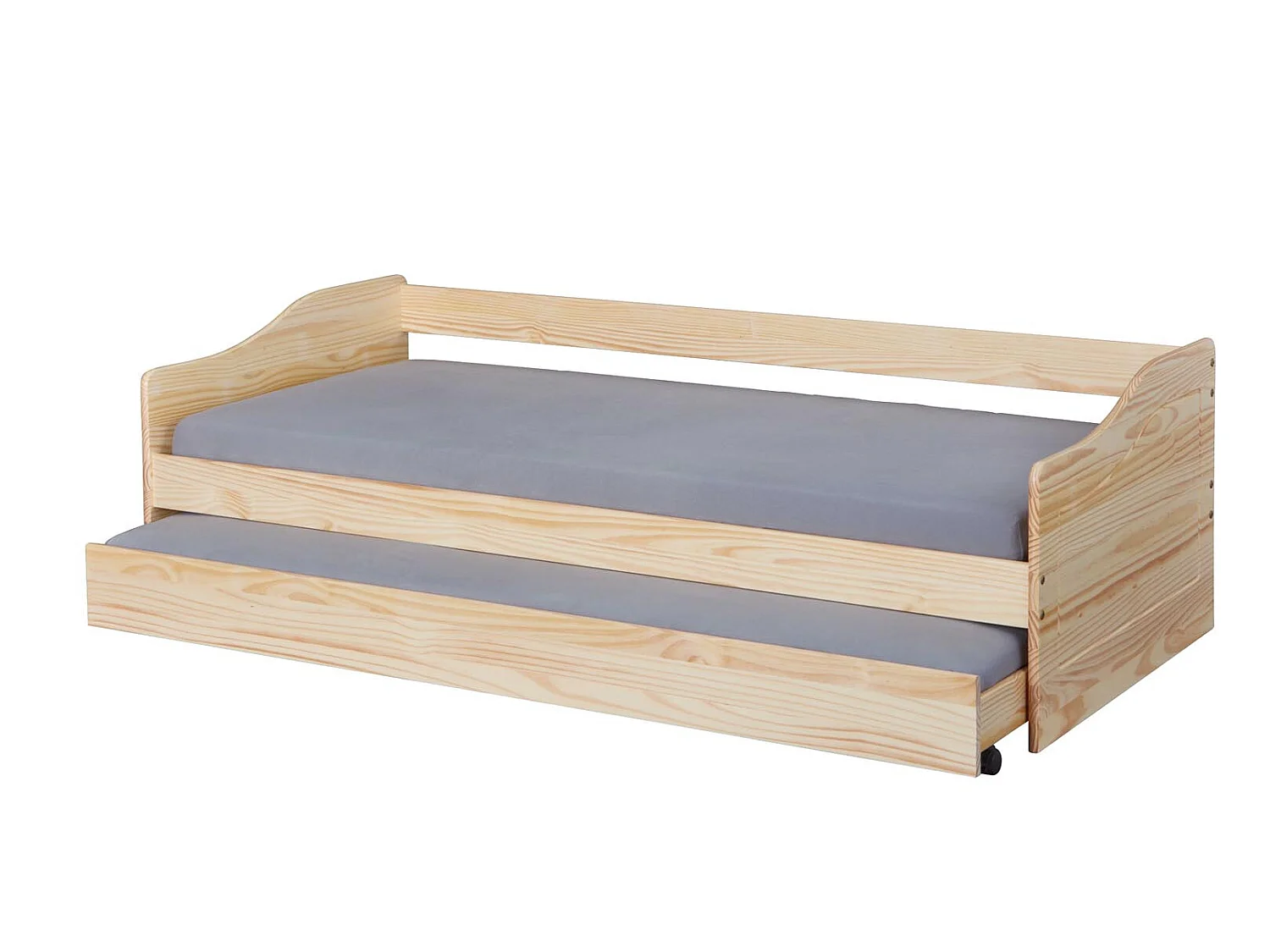 Leonie23 bed 90x200cm met 1 uitschuifbaar bed naturel.