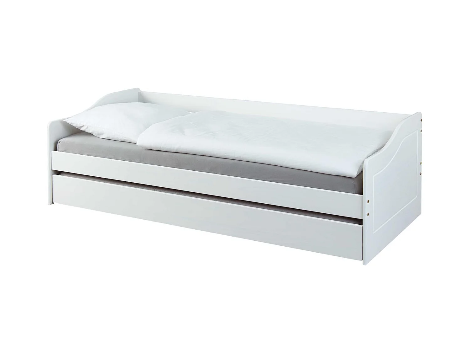 Leonie23 Bett 90x200cm mit 1 ausziehbares Bett weiß.