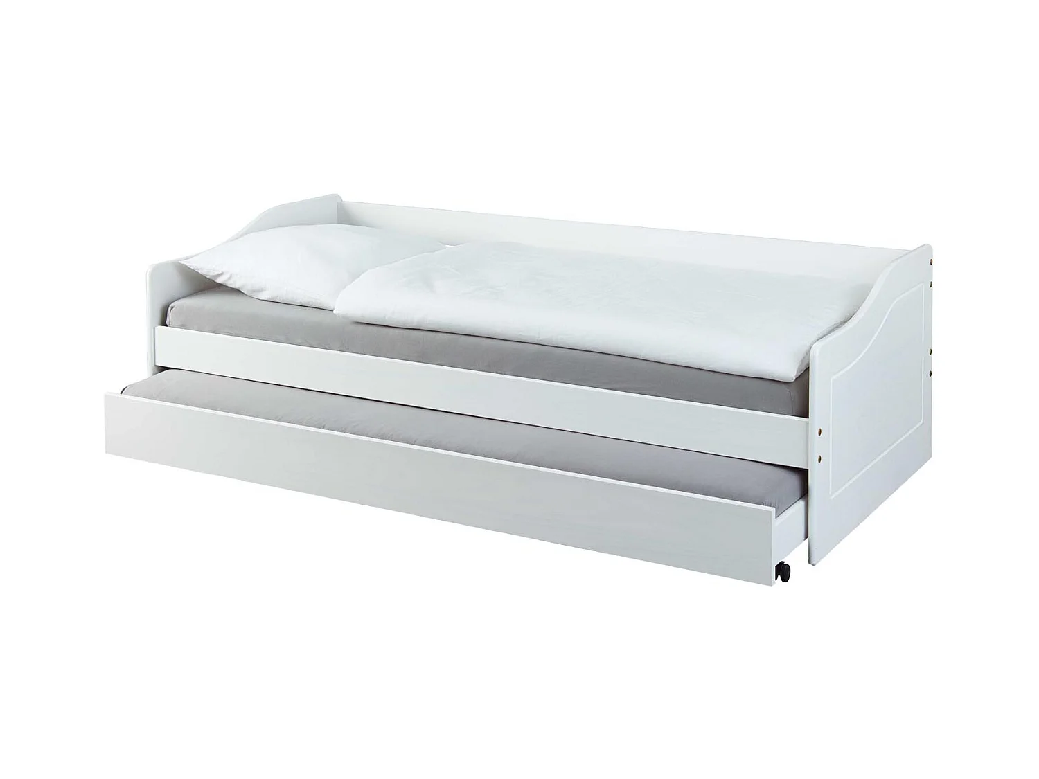 Leonie23 Bett 90x200cm mit 1 ausziehbares Bett weiß.