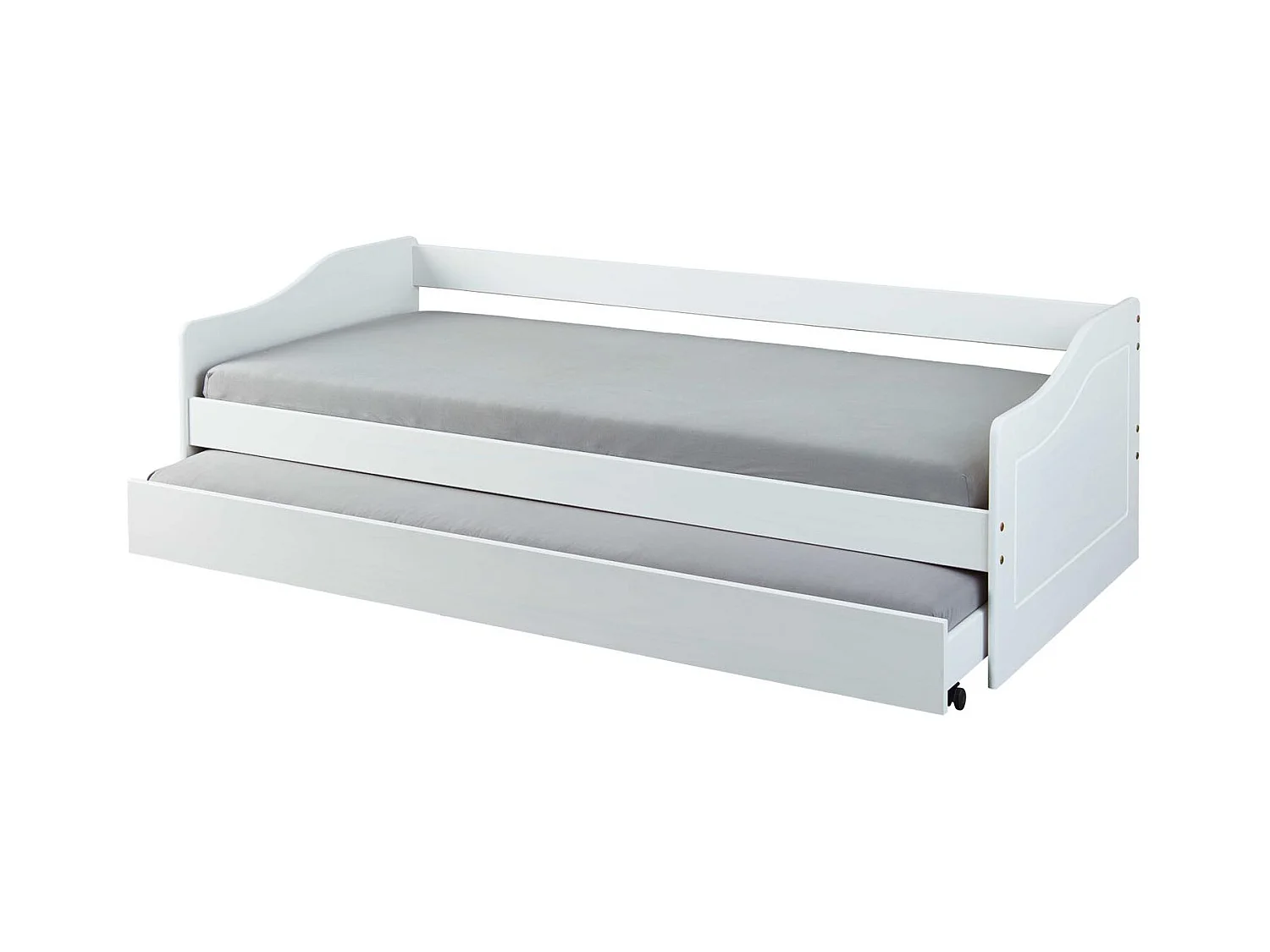 Leonie23 bed 90x200cm met 1 uitschuifbaar bed wit.