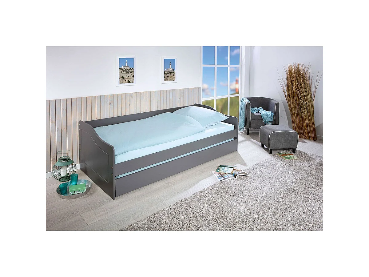 Lit Enfant Gigogne "Léana" 90x200cm Gris