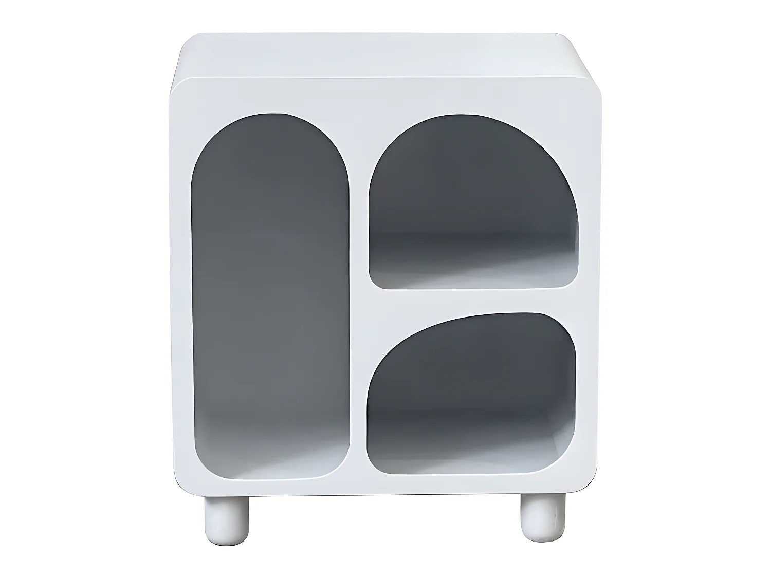 Richie - Table de chevet 3 niches en bois - Blanc