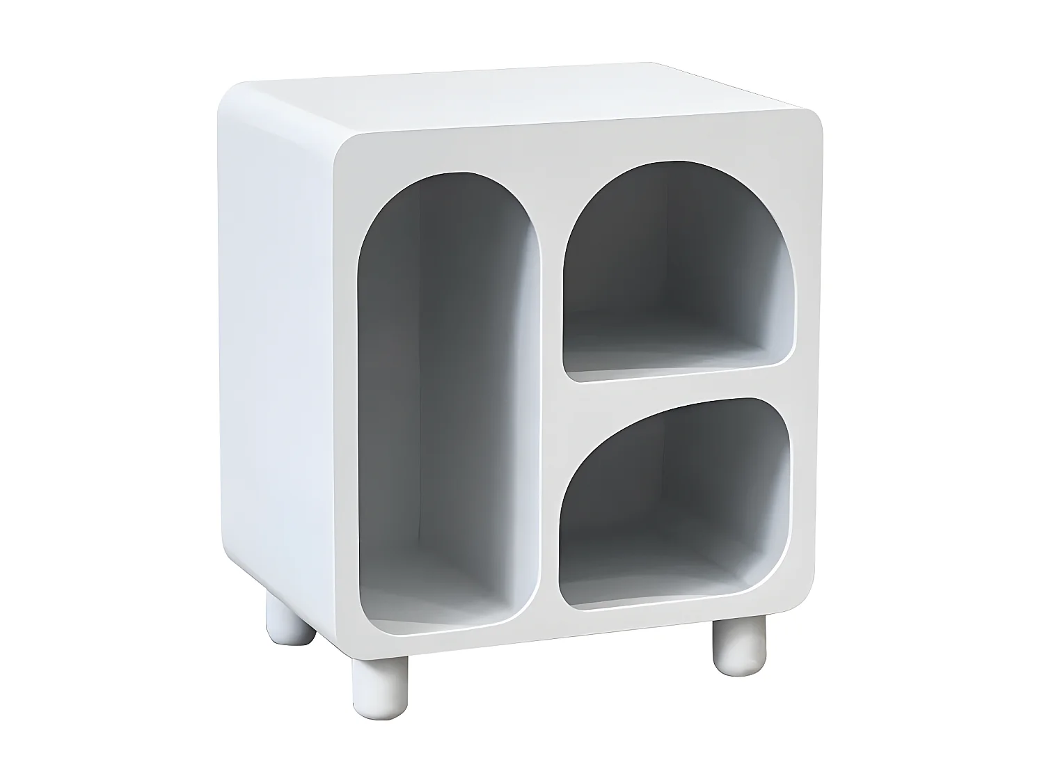 Richie - Table de chevet 3 niches en bois - Blanc